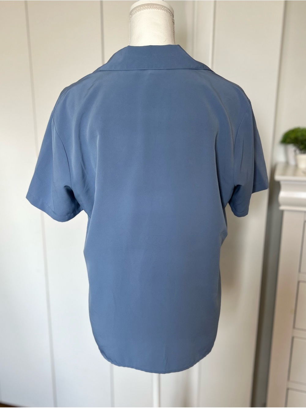Notations Slate Blue Short Sleeve Button-Front Blouse - Picture 2 of 2